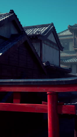 japanese village scene with traditional architecture