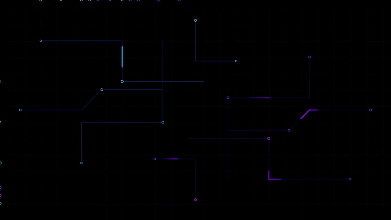 Abstract Digital Circuit Board Animation with Glowing Data Lines