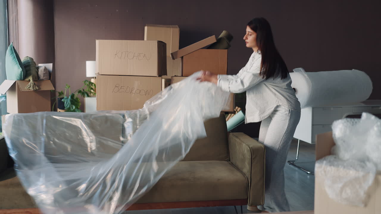 Moving with Boxes and Sofa