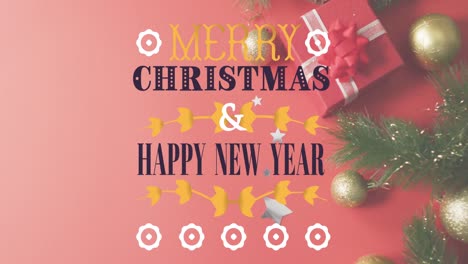 Animation-of-christmas-greetings-text-over-christmas-decorations