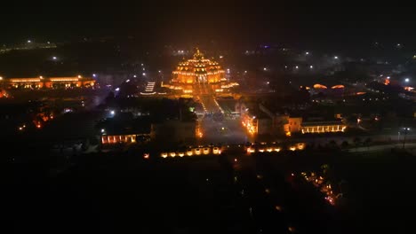 Swaminarayan-Akshardham-Mandir-In-Neu-Delhi,-Luftaufnahme