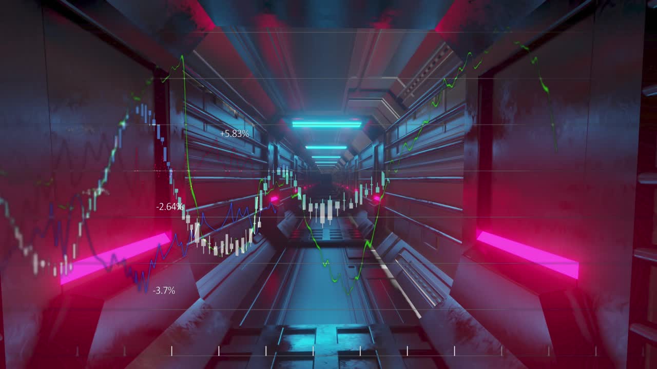 Animated glowing tunnel with red and blue lights symbolizes global networking