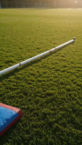 pole vault equipment on a grassy field
