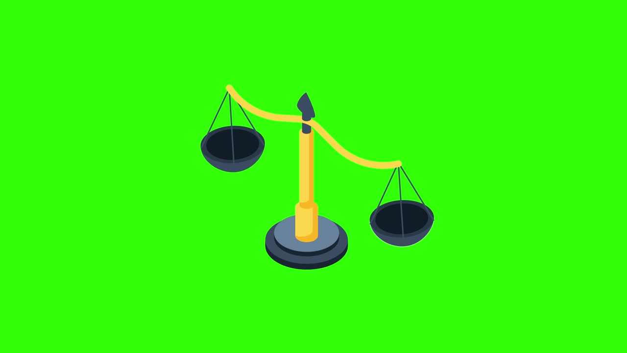 Balança da Justiça Isométrica Animada em Tela Verde