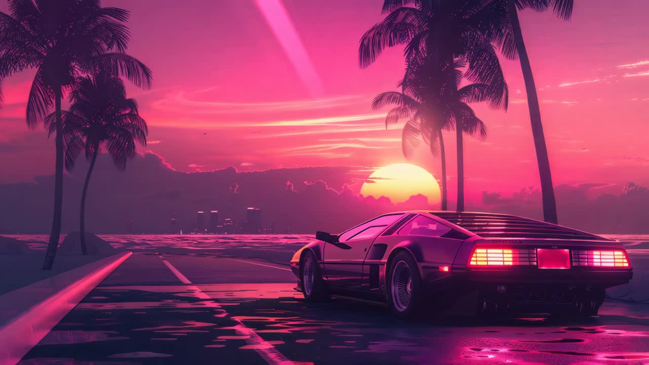Retro Futuristic Sunset Drive