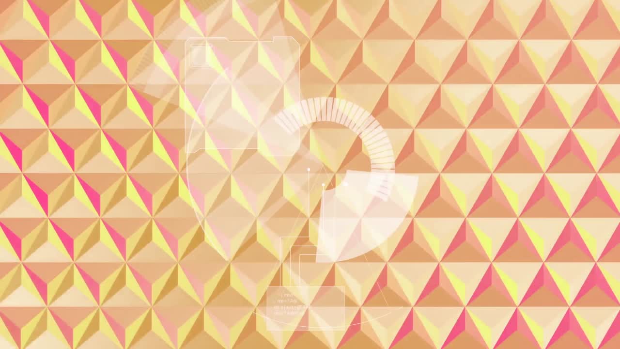 오렌지색 2d 패턴 배경에  ⁇ 색 스캐너의 회전 및 데이터 처리 애니메이션