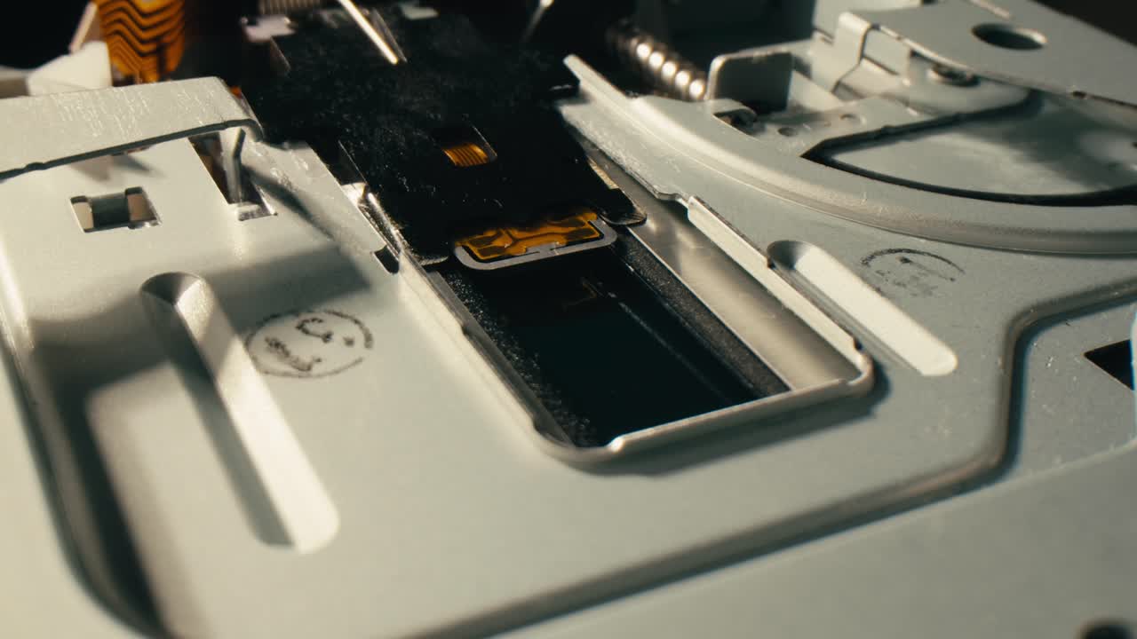 Floppy disc FDD close up, Using diskette for old PC computer macro. Archive programme or Music recorder, playing retro computer games. Vintage device for office, obsolete technology. . High quality 4k footage