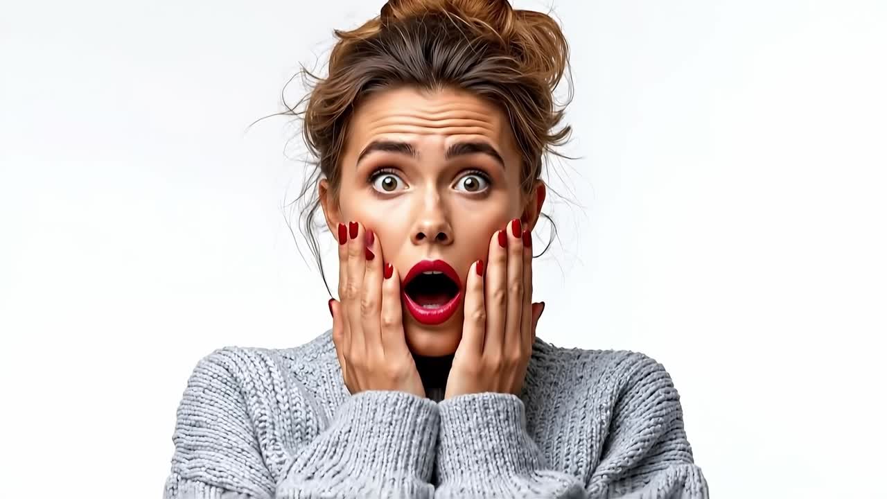 A woman covering her mouth with her hands