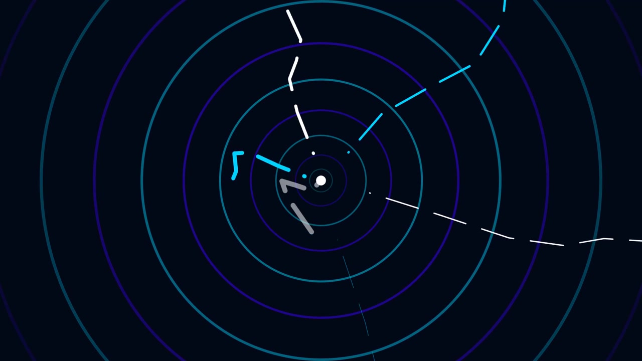 Animazione radar digitale astratta con linee rotanti