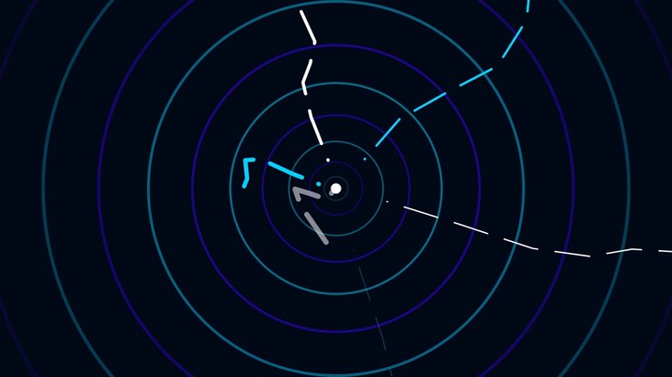 Abstract Digital Radar Animation with Rotating Lines