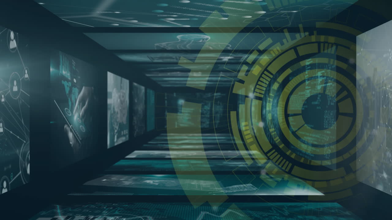 Animation of data processing over screens