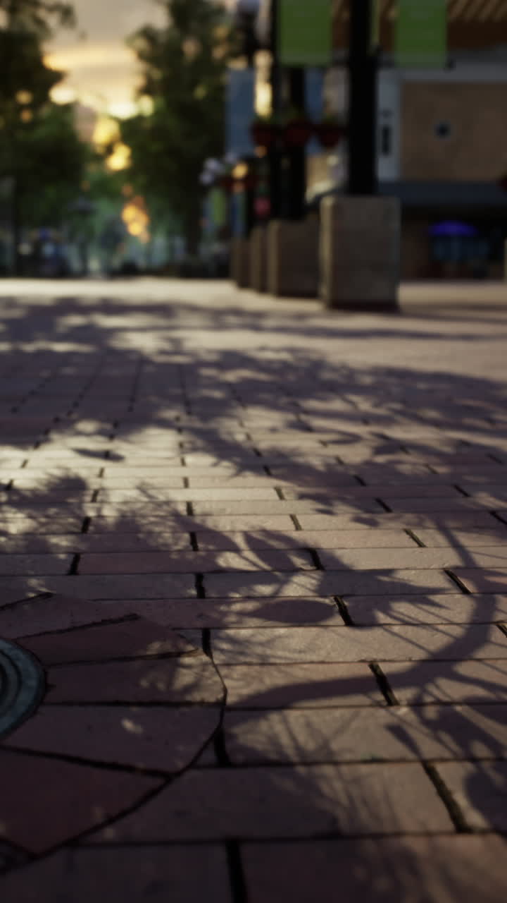 해가 지는 도시의 거리 그림자