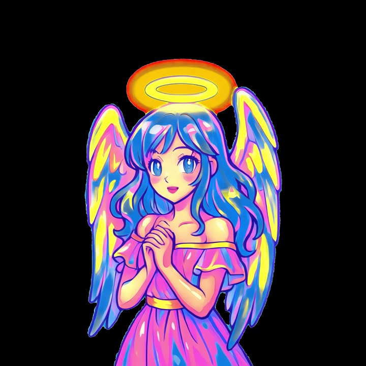 Personaggio Angelo Animato in Stile Anime con Ali Luminose