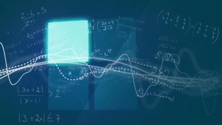 Animation of data processing over blue background