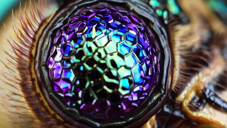 macro view of an insect's iridescent compound eye