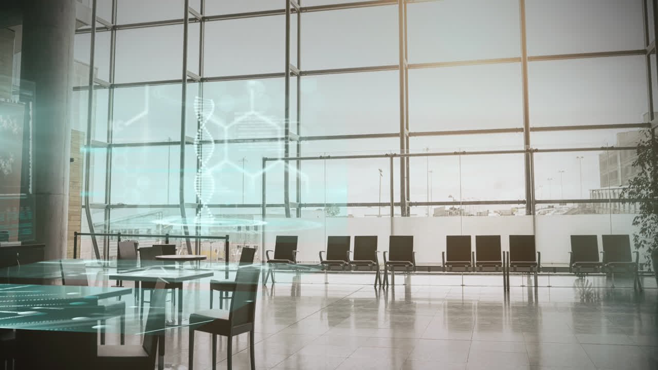 animación del procesamiento de datos médicos en una oficina vacía