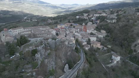 A-drone-footage-over-Pennabilli,-beautiful-little-Italian-Tibet