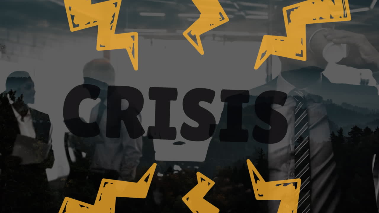 animación de la crisis y destellos sobre diversos empresarios en la oficina