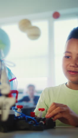 students learning robotics