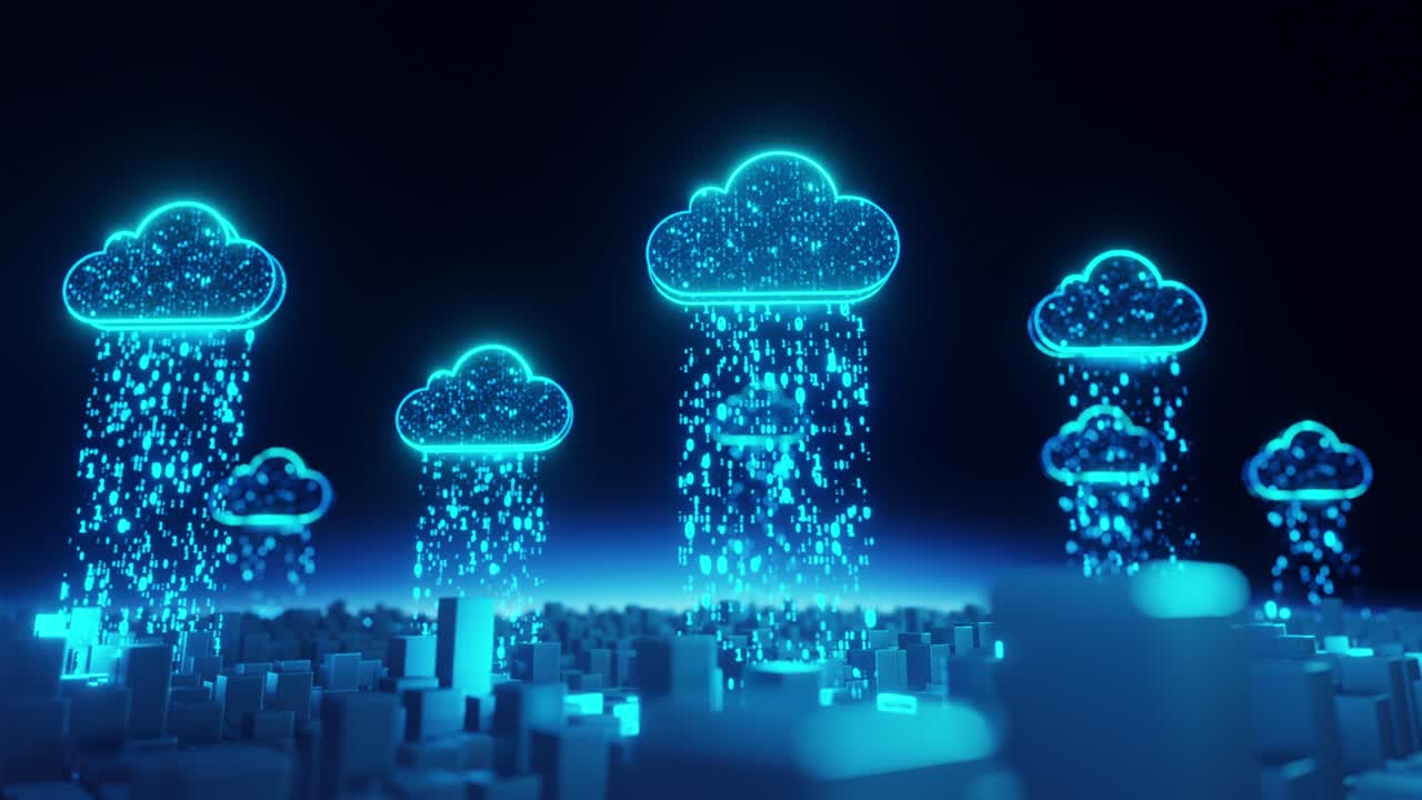 Massive data transmission through Cloud Computing. Lines represent a complex “network".