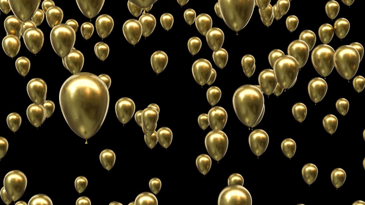 bucle volando globos dorados con el canal alfa