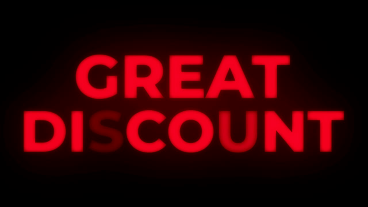 gran descuento de texto parpadeante muestra bucle promocional.