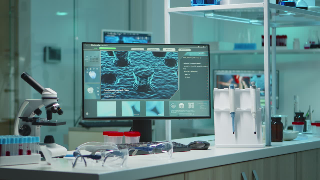 laboratorio de química con nadie en él modernamente equipado