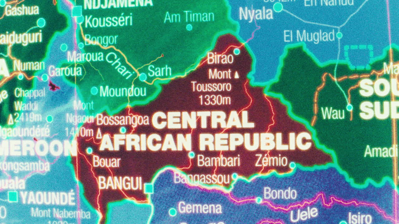 Close-up Map of the Central African Republic and Neighboring Countries