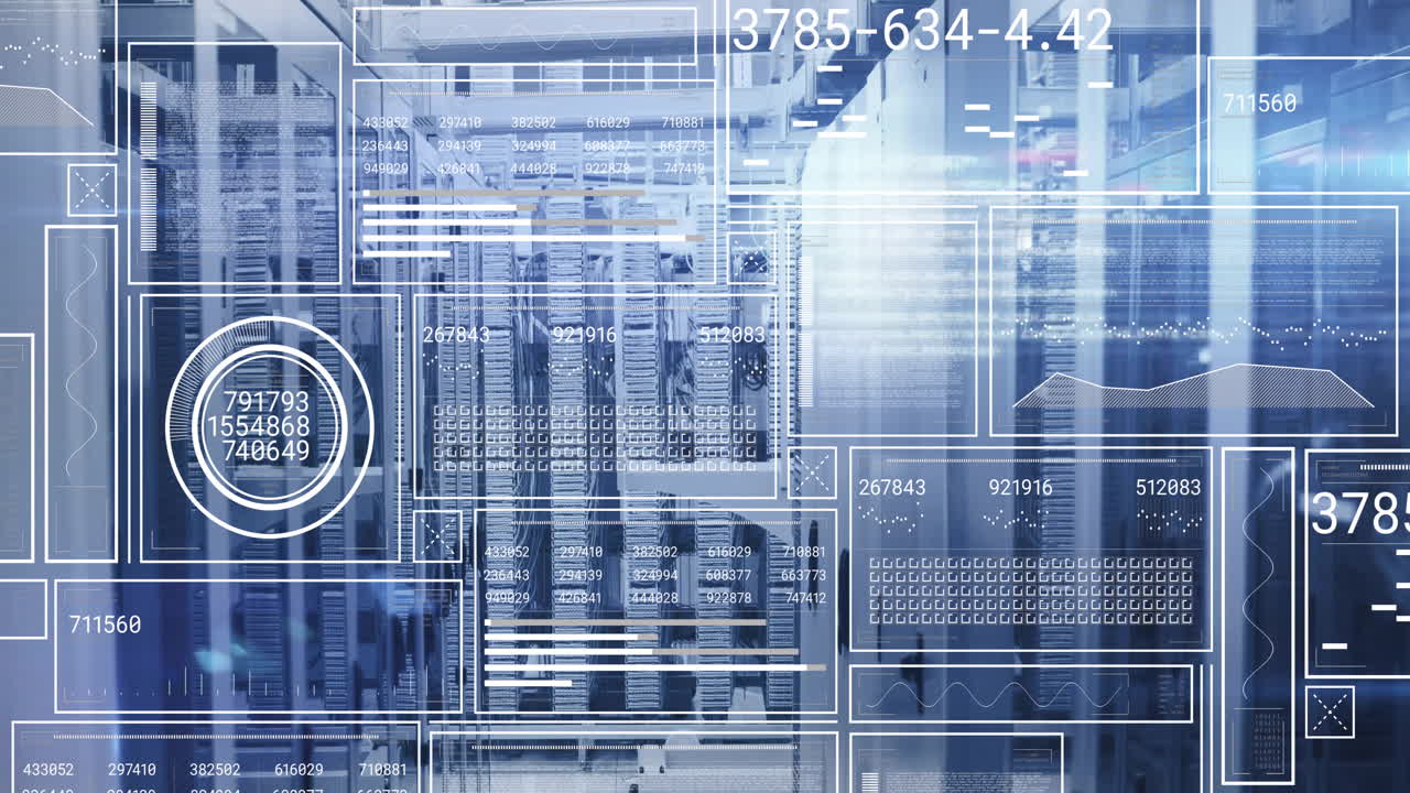 Animation of data processing over server room