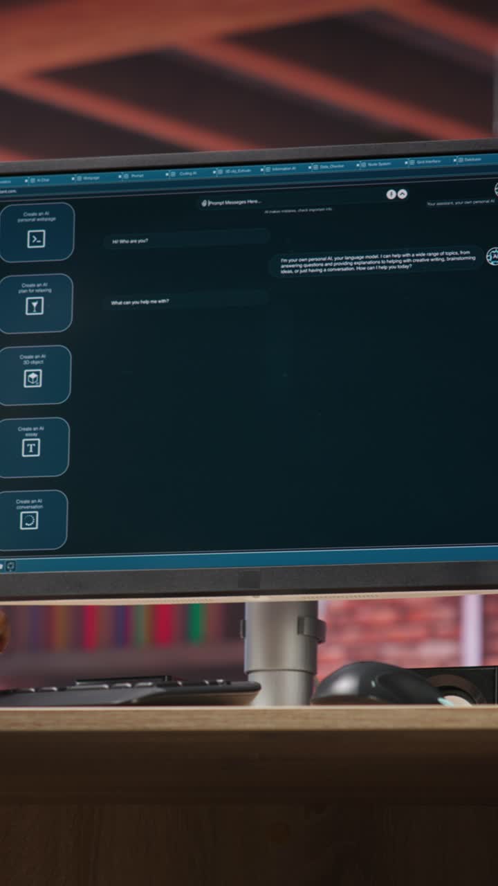 Vertical video Student at home using AI LLM chatbot software to get help with solving homework
