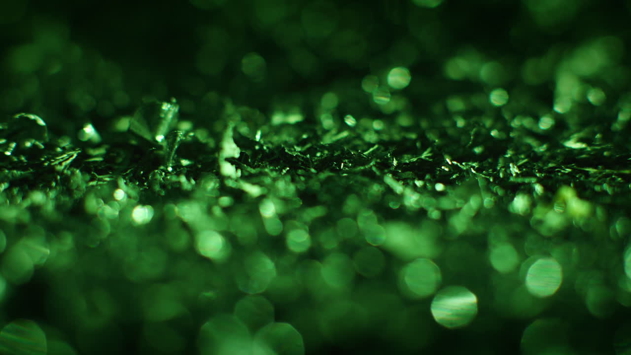 Emerald color metal fillings close-up shot