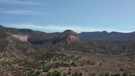 Scenic-aerial-of-desert-landscape-near-Georgia-O'Keeffe's-Ghost-Ranch