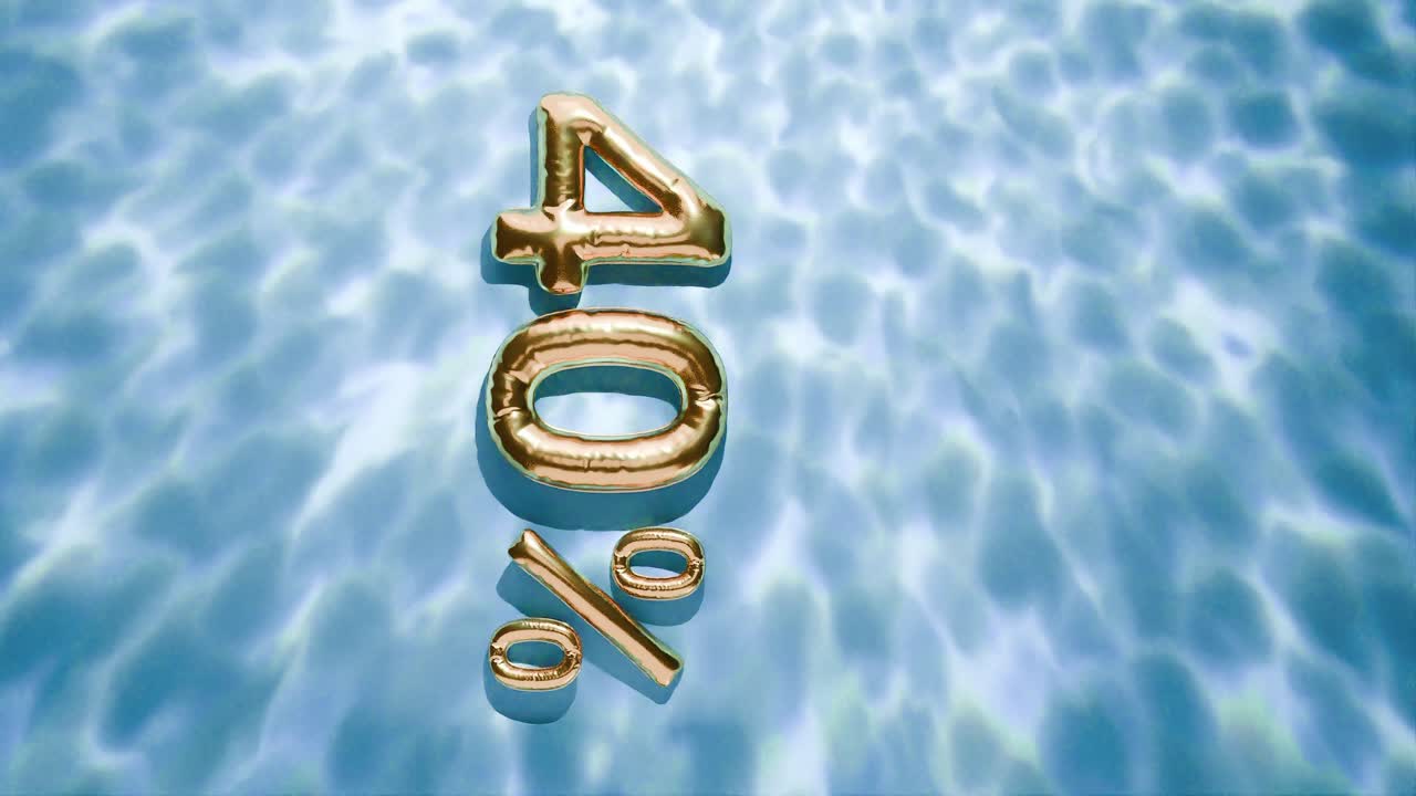 파란색 바탕에 물 위에 떠 있는 금색 40%의 물결.