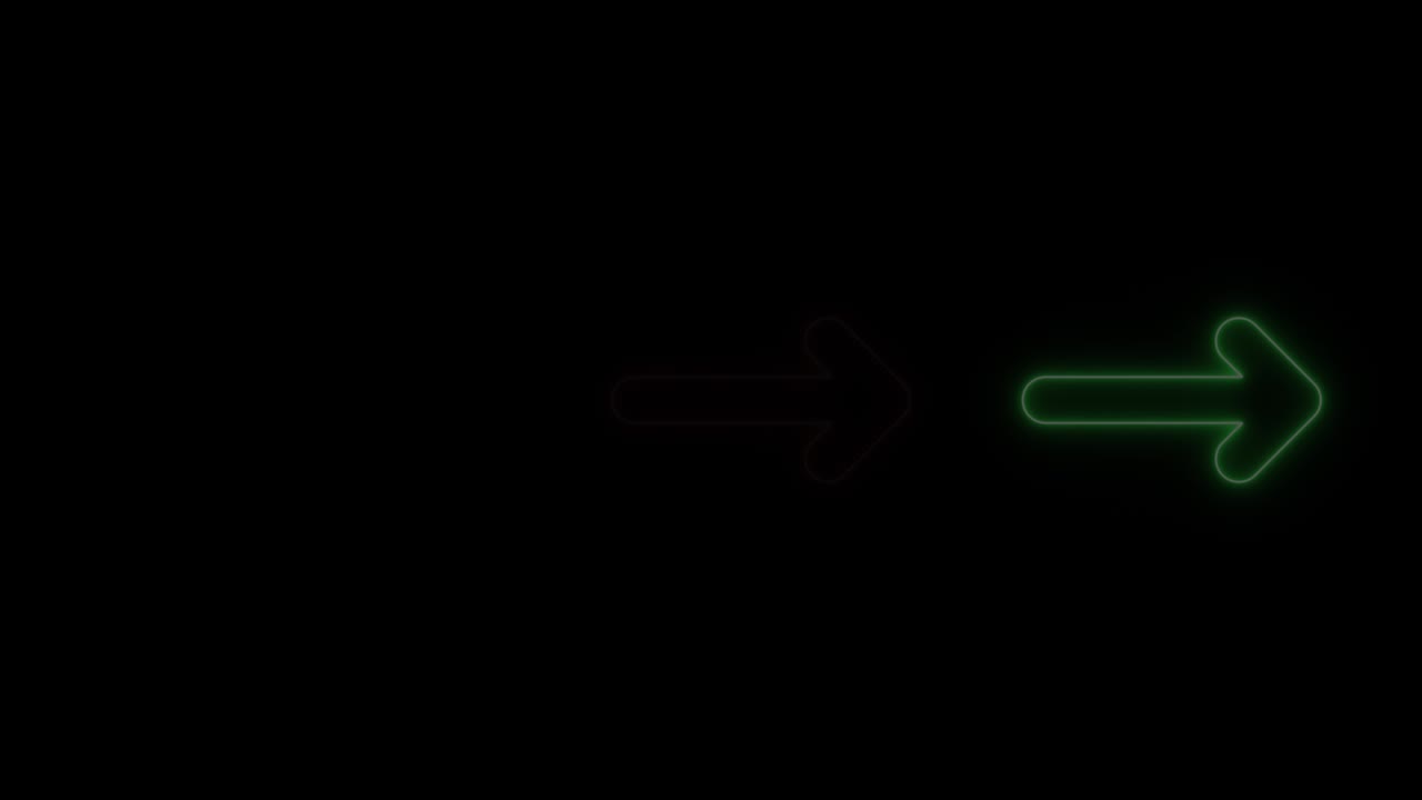 la dirección de la flecha de luz de neón de 4k en black blackgroud
