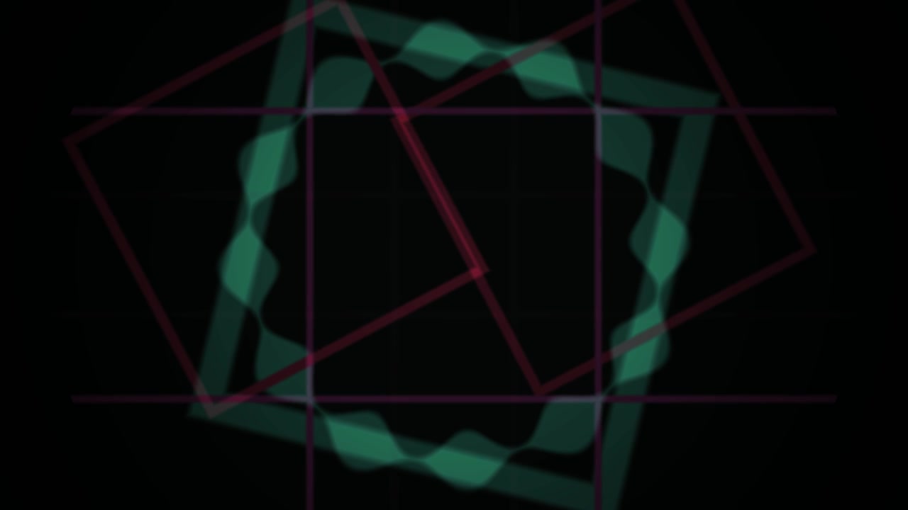 Abstract Geometric Shapes Rotating on a Grid Background