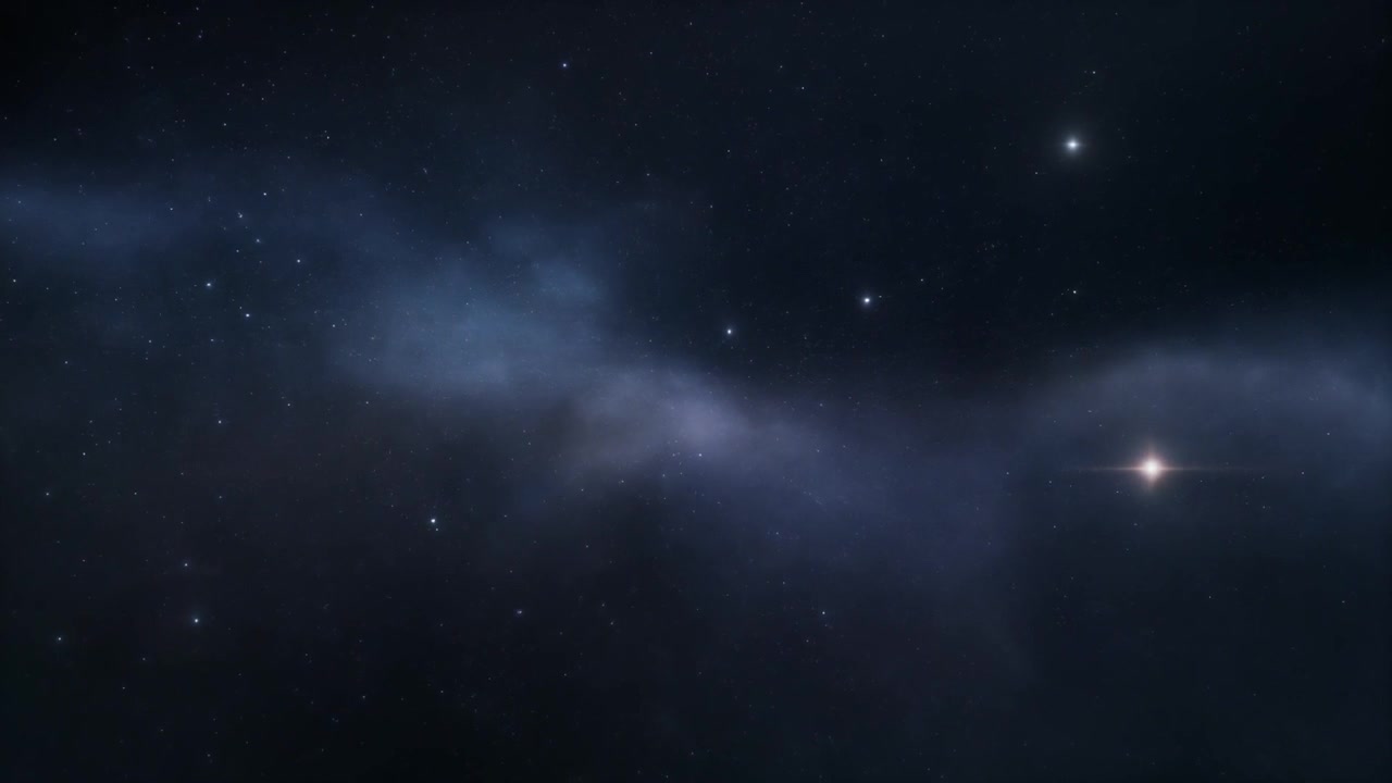 Slow Motion View of Deep Space Nebula and Stars