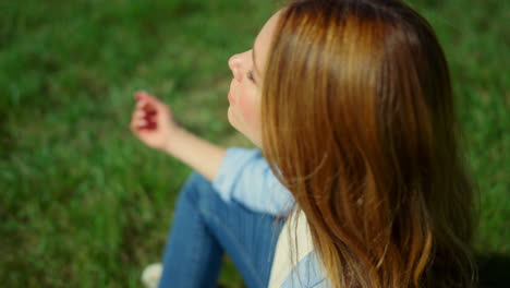 View-from-above-of-pretty-girl-sitting-in-yoga-asana.-Closeup-girl-in-meditation