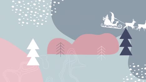 Topography-and-christmas-tree-icons-against-abstract-shapes-on-grey-background