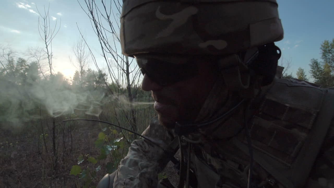 Soldier in Camouflage Uniform during Training Exercise