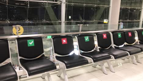 social distance in airport , empty airport