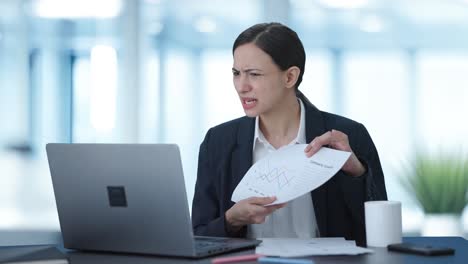 angry indian female manager shouting on video call