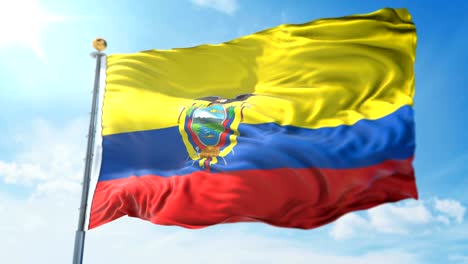 ecuador flag seamless looping 3d rendering video. beautiful textile cloth fabric loop waving