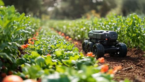agricultural robot in a tomato field