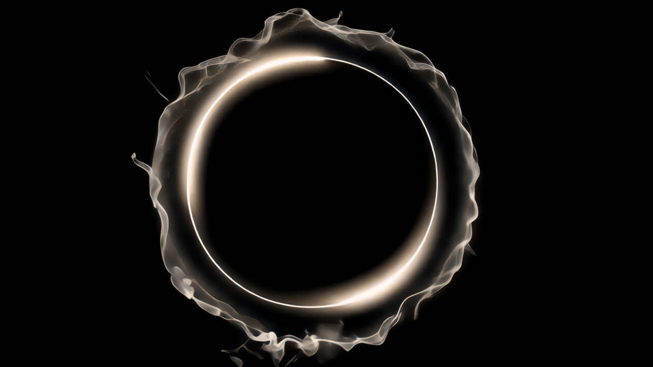 Luminous ring on dark background animation isolated asset, transparent 4K video, alpha channel