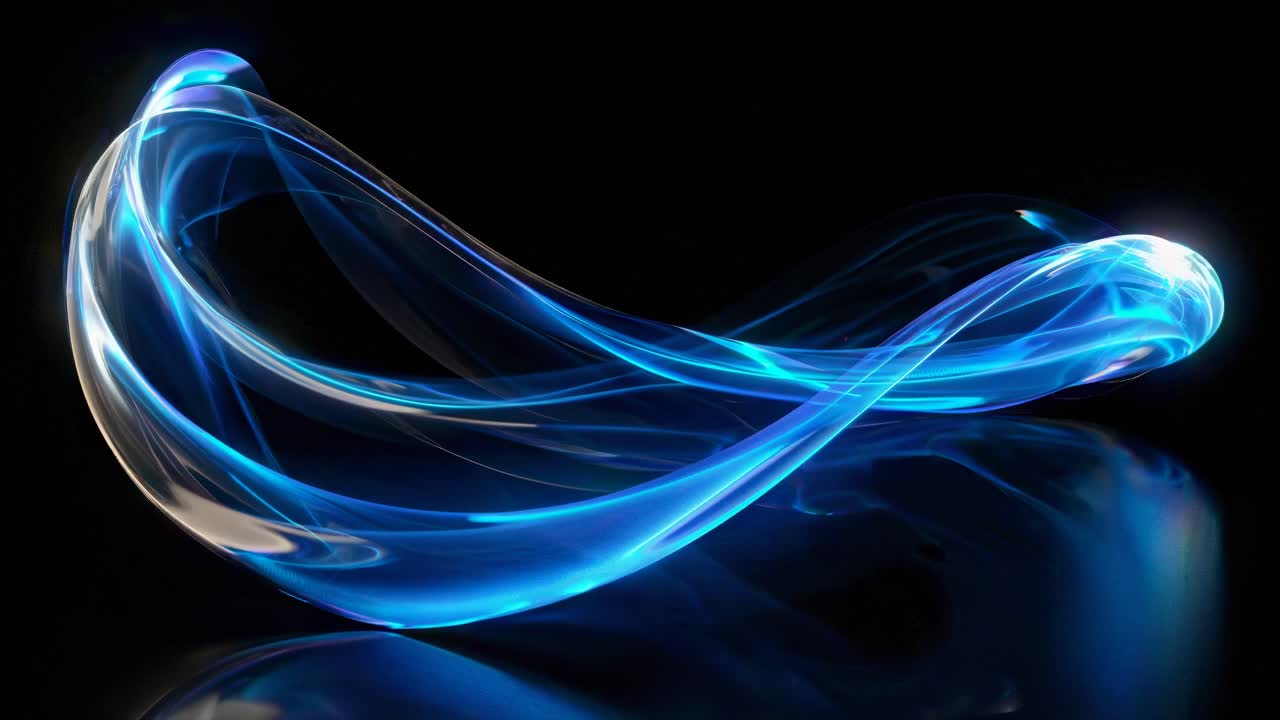 Abstract video art with a dynamic, swirling motion of blue and purple light trails