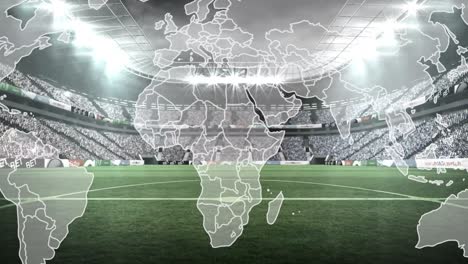 Animation-of-world-map-over-stadium