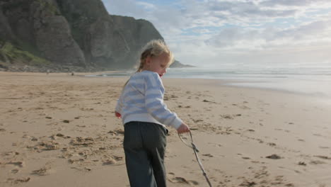 happy child running on the beach