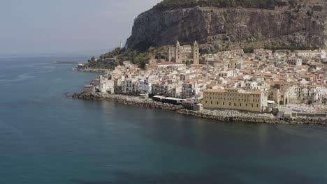 aerial view of coastal town in sicily