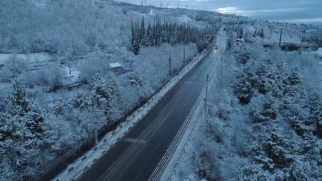 snowy mountain road