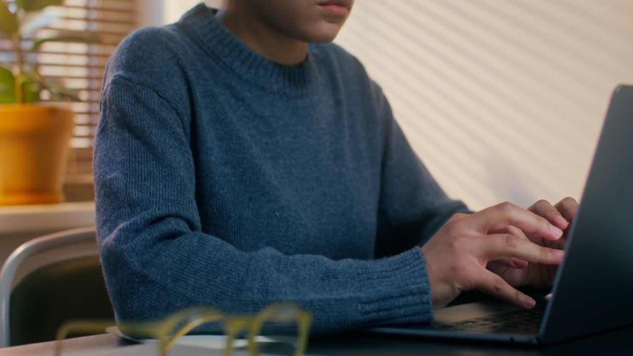 Woman working on a laptop
